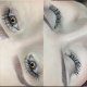 Two images of a woman's eyes featuring elegant, long lashes created with DIY extensions for a classy look.
